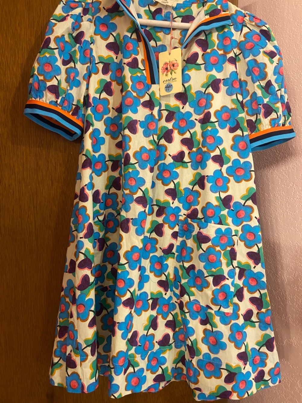 entro Multicolor Floral Dress with Blue & Teal Accents